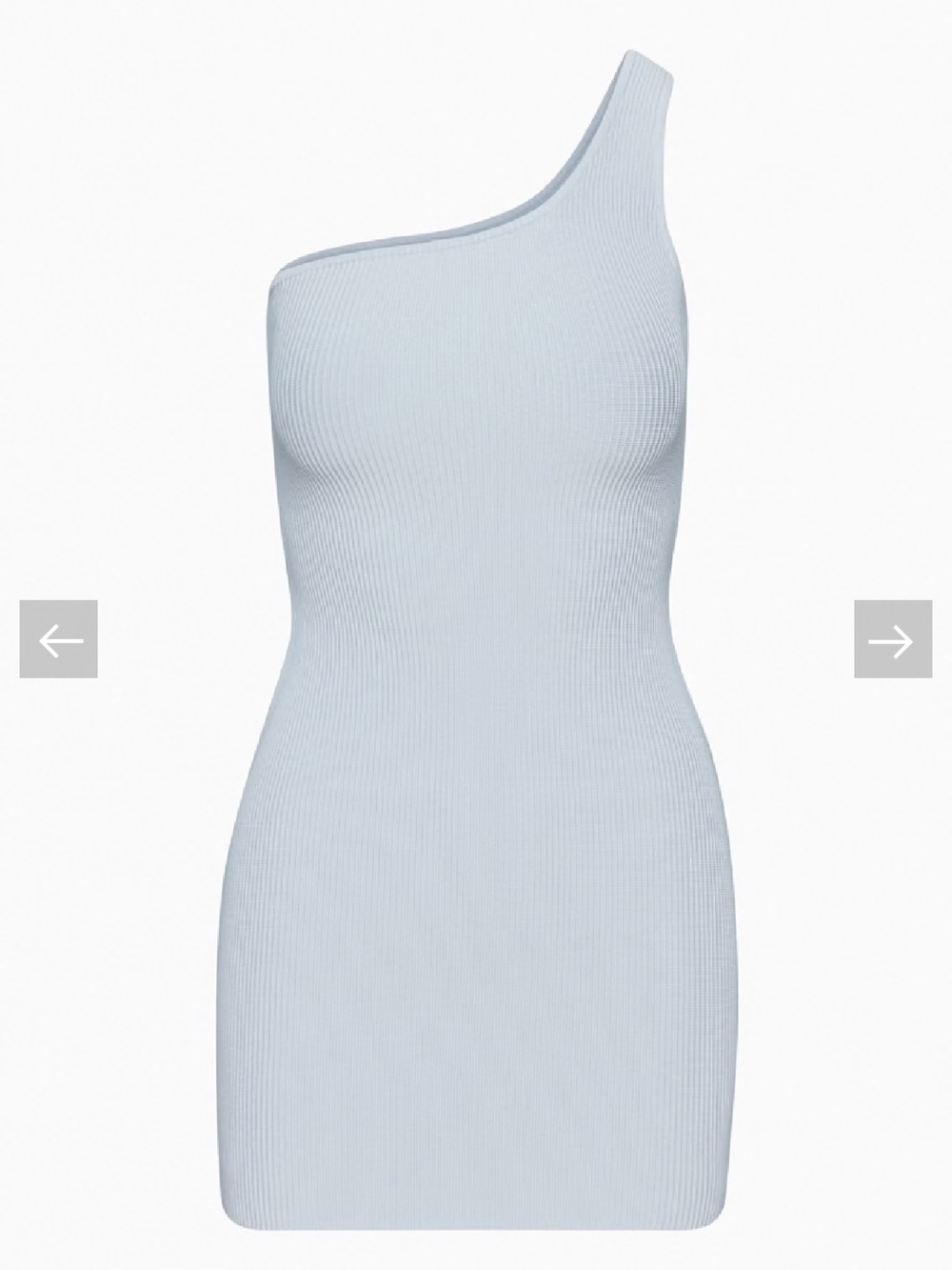 Babaton Aritzia Sculpt Knit One-Shoulder Ribbed Mini Dress Pale Light Blue XL